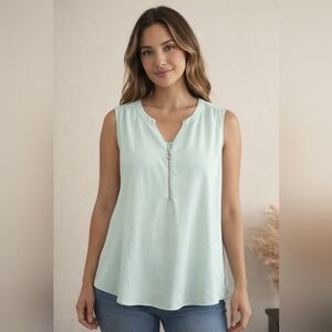 Apt. 9 Mint Green Sleeveless Zip-Front Top